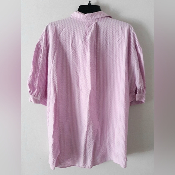 Easel Lavender Striped Button Down Shirt - Picture 4 of 5